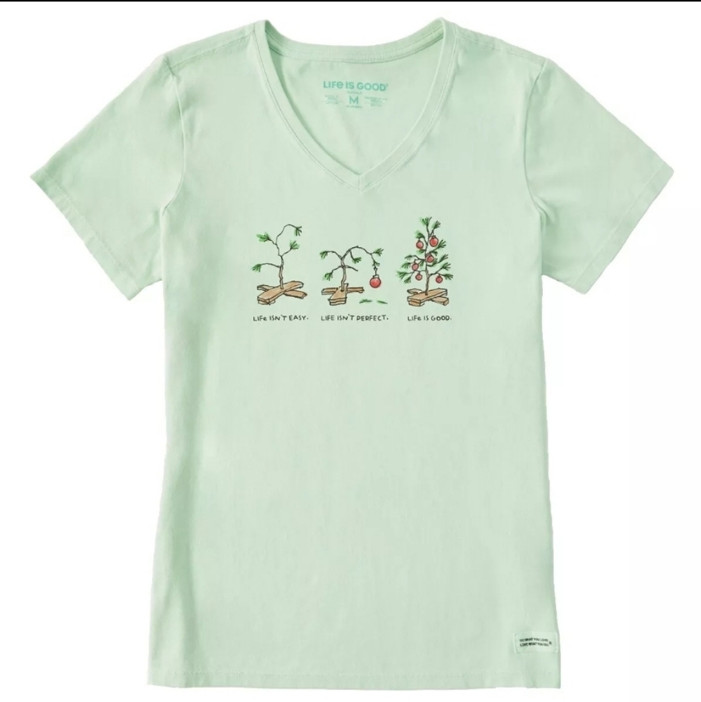 Life is Good. Women's Quirky Life isn't Easy SS Crusher Vee, Sage Green-Small